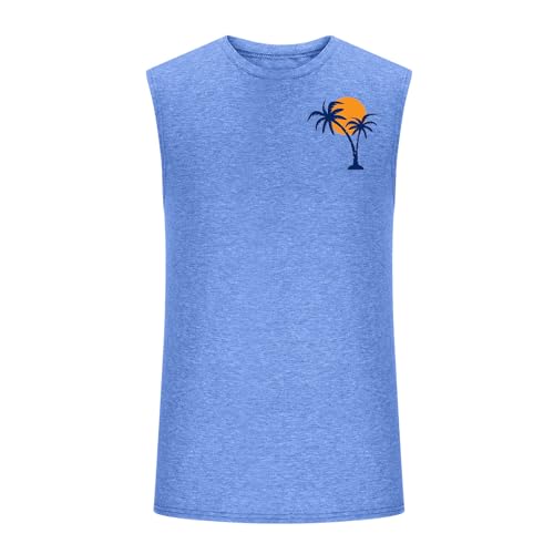 Lisgai Deals of The Day Clearance Prime, T Shirts for Men Big and Tall, Tank Tops Men Summer Sleeveless Tropical Beach Shirts Palm Tree Print Hawaiian T-Shirt Casual Muscle Sports Basic Tees