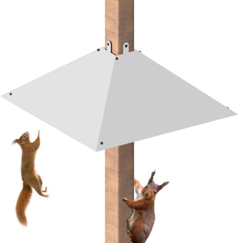 Metal Squirrel Baffle for 4x4 Post, Outside Wooden Pole Mount Squirrel Guards for Bird Feeders, 17 Inch Squirrels Deterrents Stopper to Deter Racoons, White, 1pcs