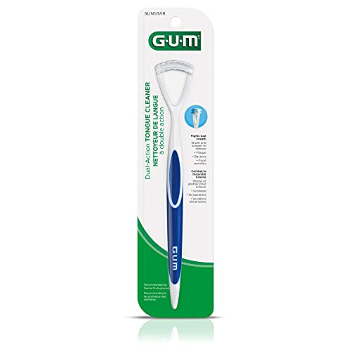 GUM Tongue Cleaner - Dual Action Soft Bristled Tongue Brush with Tongue Scraper for Better Oral Hygiene - Bad Breath Treatment (3pk)