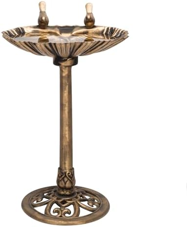 Alpine Corporation 31" Tall Outdoor Vintage Birdbath with Bird Figurines Yard Statue