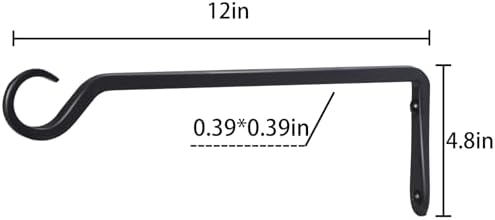 12" Plant Hangers 6-Pack - Heavy Duty Rust-Resistant Steel Hooks for Bird Feeders, Indoor/Outdoor Plants & Wall Decor, Black