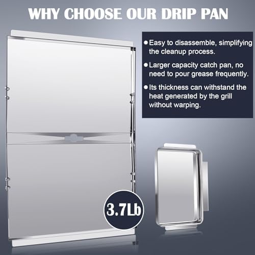 Grill Grease Tray Replacement Parts for Dyna Glo DGF493BNP, DGF510SBP, Backyard Grill BY13-101-001-12, BY14-101-001-02 and BHG Grill Parts, Adjustable 24''-30'' Gas Grill Drip Pan, Heat Plate Shields.