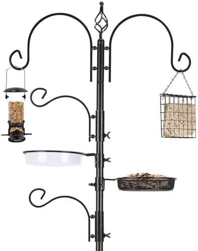 ERYTLLY Bird Feeding Station Kit Bird Feeder Pole Wild Bird Feeder Hanging Kit Planter Hanger Multi Feeder Hanging with Metal Suet Feeder Bird Bath for Attracting Wild Birds