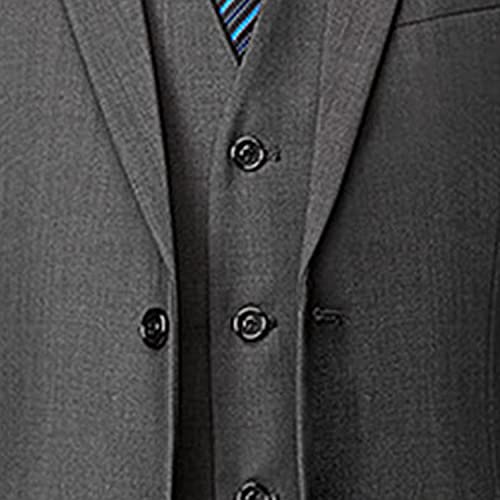 Casual 2 Button Suits for Men Slim Fit Notched Lapel Business Sets Solid Color Wedding Formal Jacket Vest Pants (Grey,Medium)