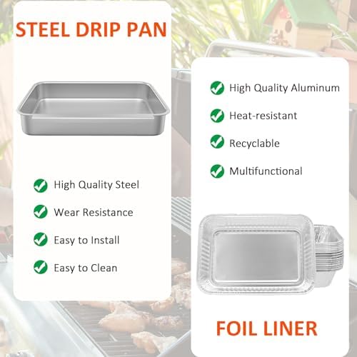 AJinTeby Grease Catch Pan 93305 for Weber Spirit e-210 e-220 e-310 e-320 e-330 Genesis II e-310 e-315 e-325 e-330 e-335 Grill Grease Tray with Disposable Drip Liners, 20 Pack