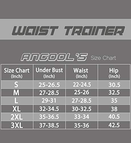 ANGOOL Neopren Waist Trainer For Women,Workout Plus Size Trimmer Belt Sauna Sweat Corset Cincher With Zipper Black