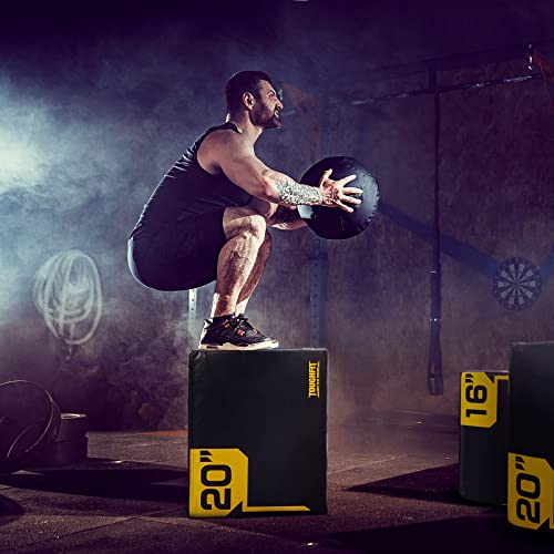 ToughFit Plyo Box - 3 in 1 Foam Plyometric Box - Jump Box for MMA, Crossfit - Adjustment Height Plyometric Jump Box for Home Gym - PVC Cover Platform & High-Density Workout Box (Small - 20"x18"x16")