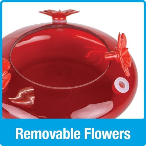 Nature's Way Bird Products MHF4 Hand Blown Garden Top Fill Hummingbird Feeder, 16 oz Capacity, Red