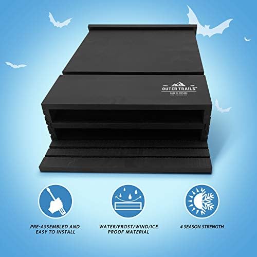 Bat House Outdoor Bat Habitat, Black All Natural Cedar Wood, 2 Chamber