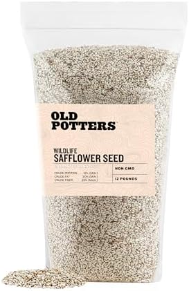 Wildlife Safflower Seed for Wildlife Bird Feeding, Non-GMO and USA Small Farm Grown, 12 lbs