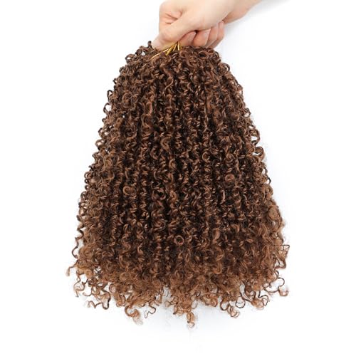 Aksice 8 Inch 8 Packs Yanky Twist Crochet Hair for Women Pre-looped Mini Twist Hair Bohemian Passion Twist Crochet Hair Boho Crochet Braids Synthetic (30#)