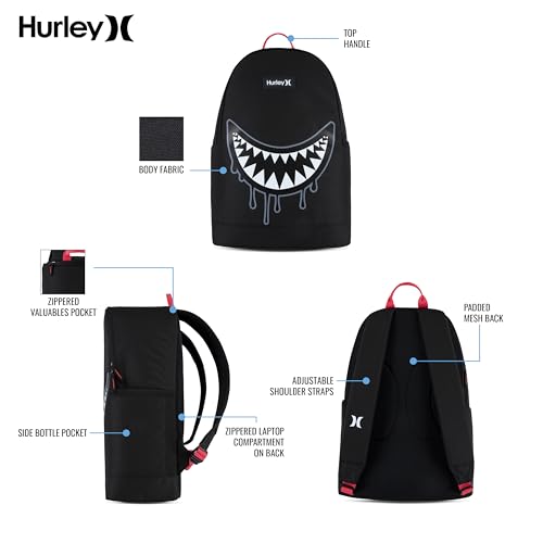 Hurley Graphic Backpack, Black/Black, O/S