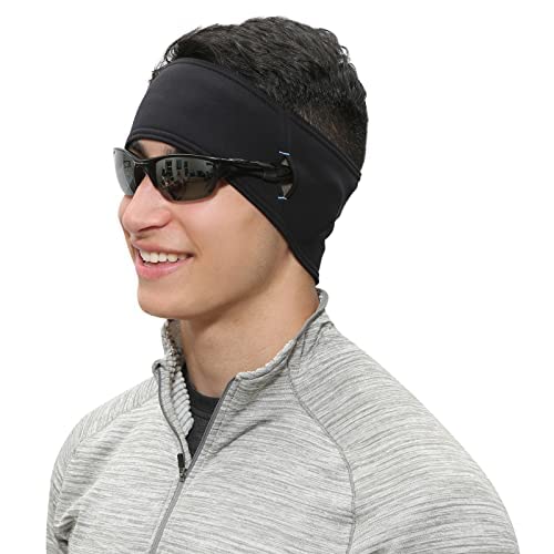 Running Headband with Sunglass Slots | Winter Headband | Sports Headband for Men and Women - Black
