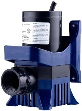 Alpine Corporation 2100 GPH Submersible Water Pump with 33 FT Cord and Adapters for Ponds, Fountains, Waterfalls, and Water Circulation, 192 Watts 20 FT Lift Quiet Operation Vertical/Horizontal