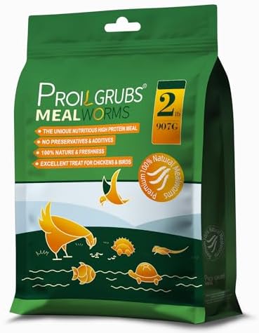 PROILGRUBS 2 LBS Dried Mealworms Super High Protein Nutritious Feed for Birds &Chickens - Organic Meal Worms for Laying Hens,Duck,Fish,Turtle,Reptil…