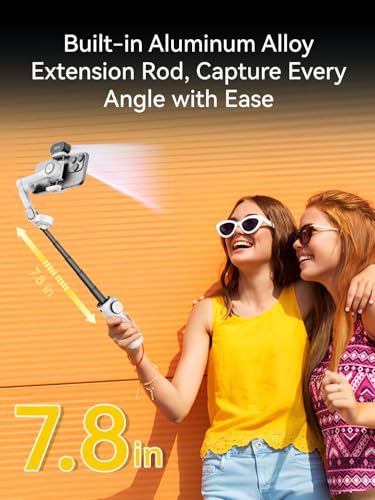 AOCHUAN 3-Axis Gimbal Stabilizer for Smartphone Smart X2 White AI & E10 Extension Rod & P02 Magnetic Fill Light