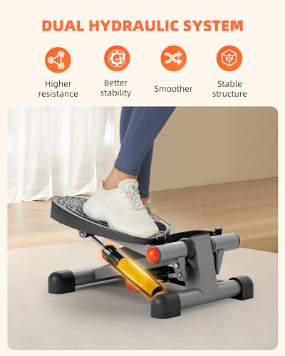 SIRHOME Mini Steppers for Exercise, Stair Stepper with Resistance Bands, Stepper with 330LBS Loading Capacity, Stepper Exercise Equipment with Resistance Bands for Full Body Workout with LCD Monitor