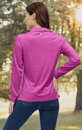 AIRIKE Golf Polo Shirts for Women Long Sleeve Colourful Quick-Dry Workwear & Activewear-Womens Athletic Apparel Purple