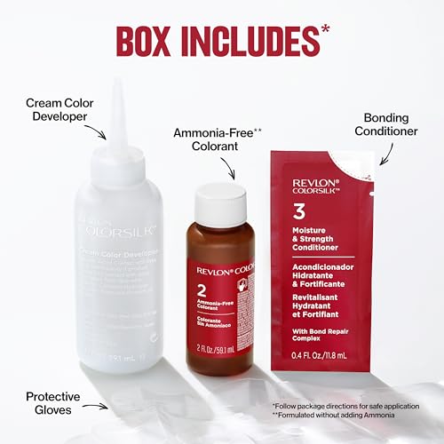 Revlon ColorSilk with Bond Repair Complex, Brown Permanent Hair Color, 100% Gray Coverage, Ammonia Free Hair Dye, Vegan Keratin, 41 Medium Brown (Pack of 3)