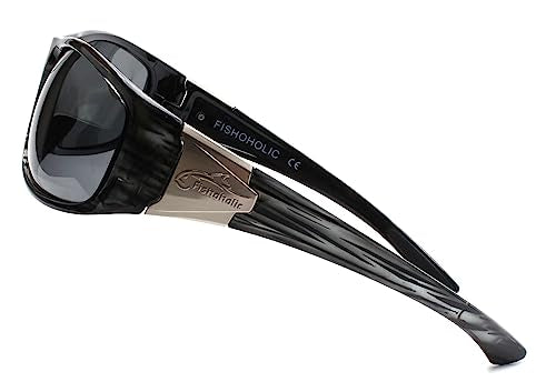 Fishoholic Polarized Fishing Sunglasses (8 Color Options) - Free Hard Case & Pouch - UV400 - Great Fishing Gift for Dad Son (ICE-BLU)