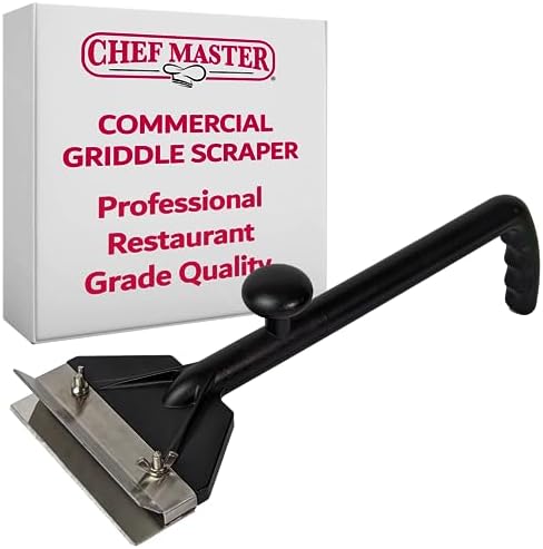 Chef Master Griddle & Flat Iron Grill Scraper, Commercial Blackstone Griddle Scraper, Flat Top Grill & Blackstone Accessories, Removes Grease, Food Debris for Diners, Restaurants & Food Trucks - 90254
