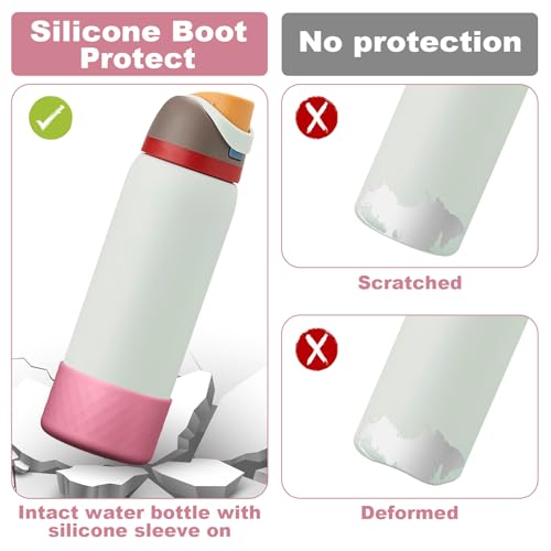 Alwenid 2PCS Silicone Water Bottle Boot for Owala 40 Oz, Anti-Slip Protective Sleeve Bottom Bumper Protector for FreeSip, Twist, and Flip Stainless Steel Water Bottles (Rose)