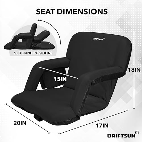 Driftsun 2 Pack Stadium Seats with Back Support, Deluxe Bleacher Chairs with Back Support, Padded Stadium Seats with Backs, Waterproof Stadium Chair