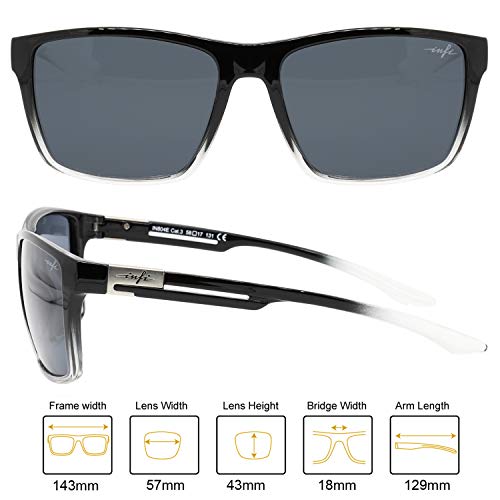 INFI Fishing Polarized Sunglasses for Men Driving Running Golf Sports Glasses Square UV Protection Designer Style Unisex (Shiny Black/Crystal)