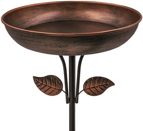 Metal Bird Bath for Outdoors, 12" Dia Bowl with Stable Upgrades Stake Birdbaths Garden Yard Lawn Decor 0.7 Gallon