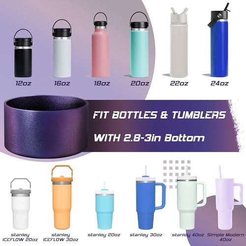 VIKIZUES Chameleon Gradient Matte Luster Silicone Boot, Compatible with Stanley Tumblers 20-40oz and 12-24oz Water Bottles with 2.8-3in Base, Anti-Slip Glitter Bottom Protector (Jungle Green)