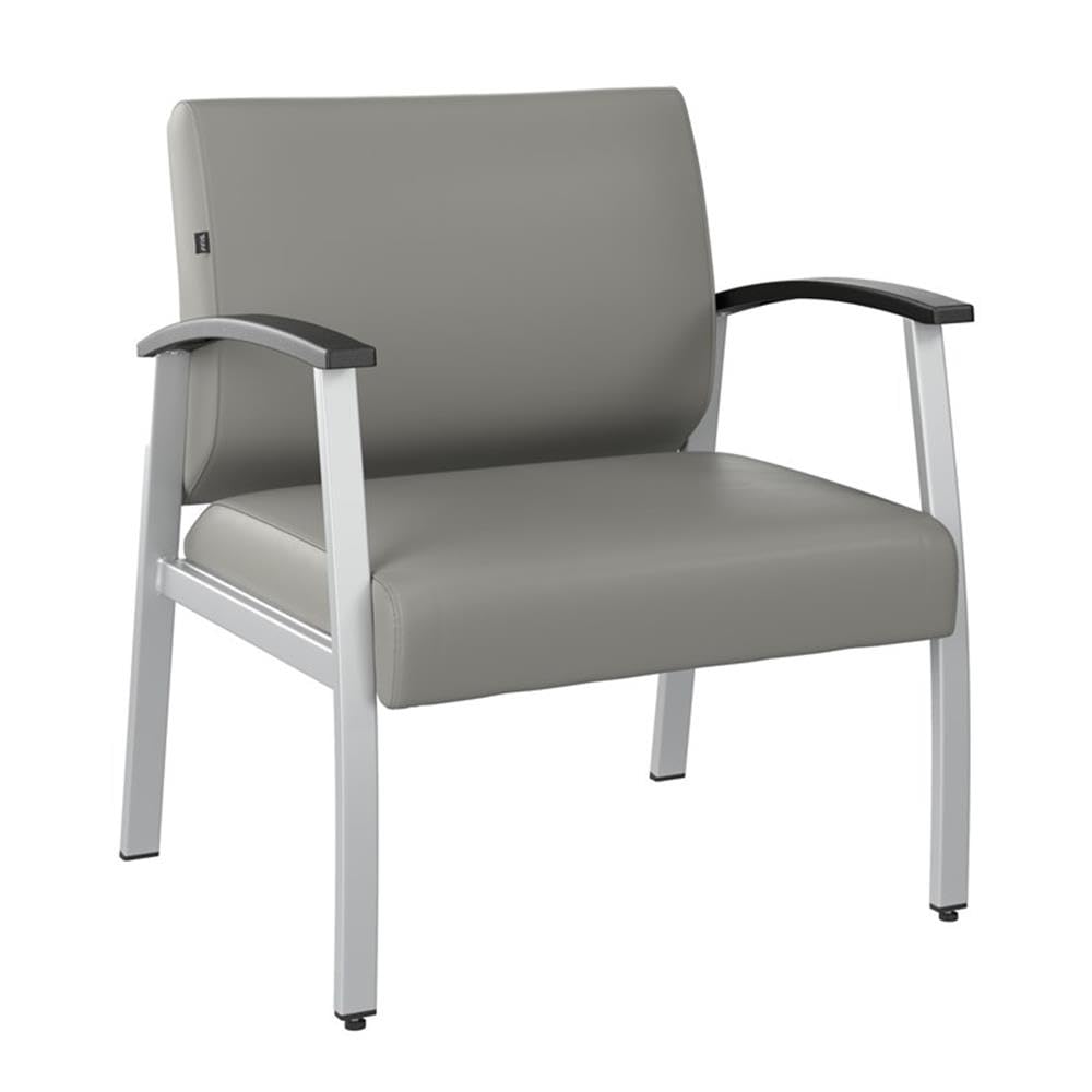 Bush Business Furniture Arrive Bariatric Waiting Room Guest Chair with Arms in Light Gray Vinyl, Reception Area Seating for Office and Lobby