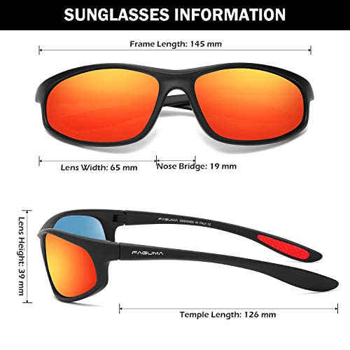 FAGUMA Polarized Sports Sunglasses For Men Cycling Driving Fishing 100% UV Protection