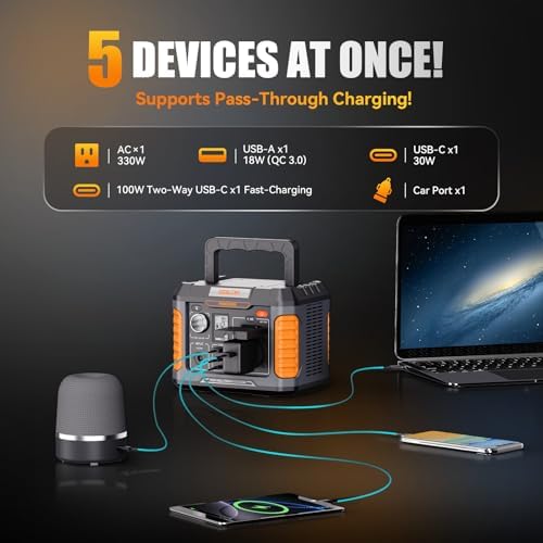 BALDR Portable Power Station, 330W(660W Peak) Solar Generator, 288Wh Solar Power Bank 120V Pure Sine Wave AC Outlet, 78000mAh Backup Lithium Battery for Home CPAP Camping Travel Outdoors Emergency