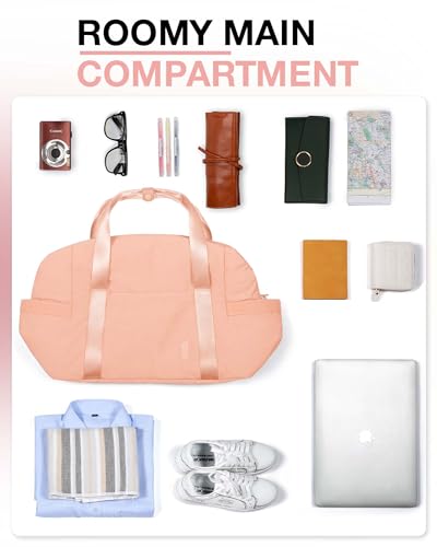 BAGSMART BAGSMART Gym Bag for Women, Carry on Weekender Overnight Bag, Travel Duffel Bags with Trolley Sleeve, Personal Item Travel Bag Tote Bag Workout Dance Bag, Orange-34L