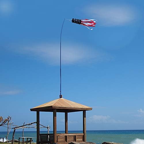 Anley 10Ft Telescopic Flagpole - Retractable Fiberglass Outdoor Telescoping flag pole - Reinforced Twist-to-tighten Section & Clip Hook Top - Lightweight Durable Pole (Blue)