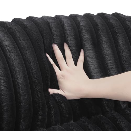 Lexicon Manual Glider Recliner Chair, Corduroy Manual Tab Pull Reclining Chair with Pillow Top Arms, Plush Cushions, Cozy Theater-Style Accent for Living Room/Bedroom, Easy Assembly, Black