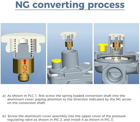 1/2" Natural Gas and Liquefied Interchange Pressure Regulator, Natural Gas Pressure Regulator with 2 Brass 1/2" NPT conversion adapter for NG/LPG Applications