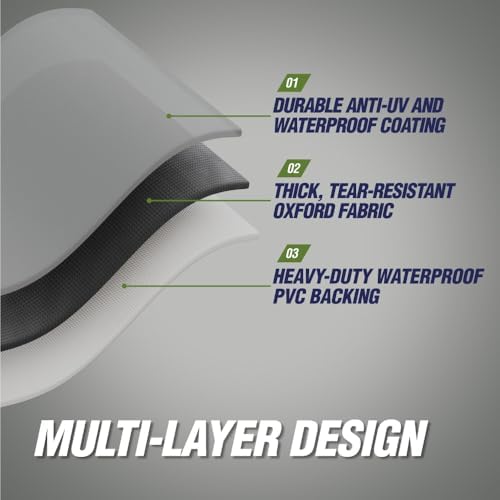 RUGGED RHINO Heavy Duty Grill Cover for Outdoor Grills, All Season Three Layer Waterproof Covers, UV Resistant, Windproof, Secure Buckle Closure, Grilling, Griddle, Outside Storage, 58x24x48, Gray