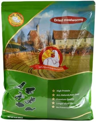 UCM Group 5LB Dried mealworms for Wild Birds, Chickens, High Protein Organic Chicken Feed, 100% Non-GMO for Chickens, Ducks, Turtles and Reptiles