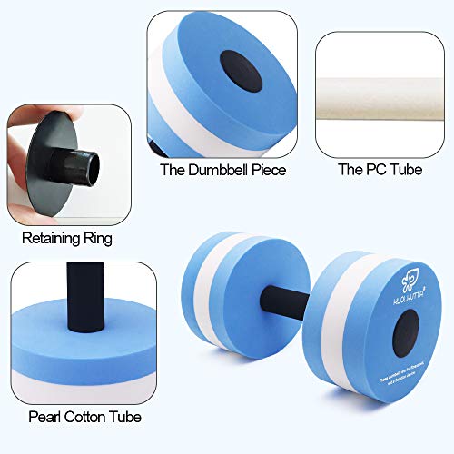 KLOLKUTTA Aquatic Dumbells, 2PCS Water Aerobic Exercise Foam Dumbbell Pool Resistance,Water Aqua Fitness Barbells Hand Bar Exercises Equipment for Weight Loss