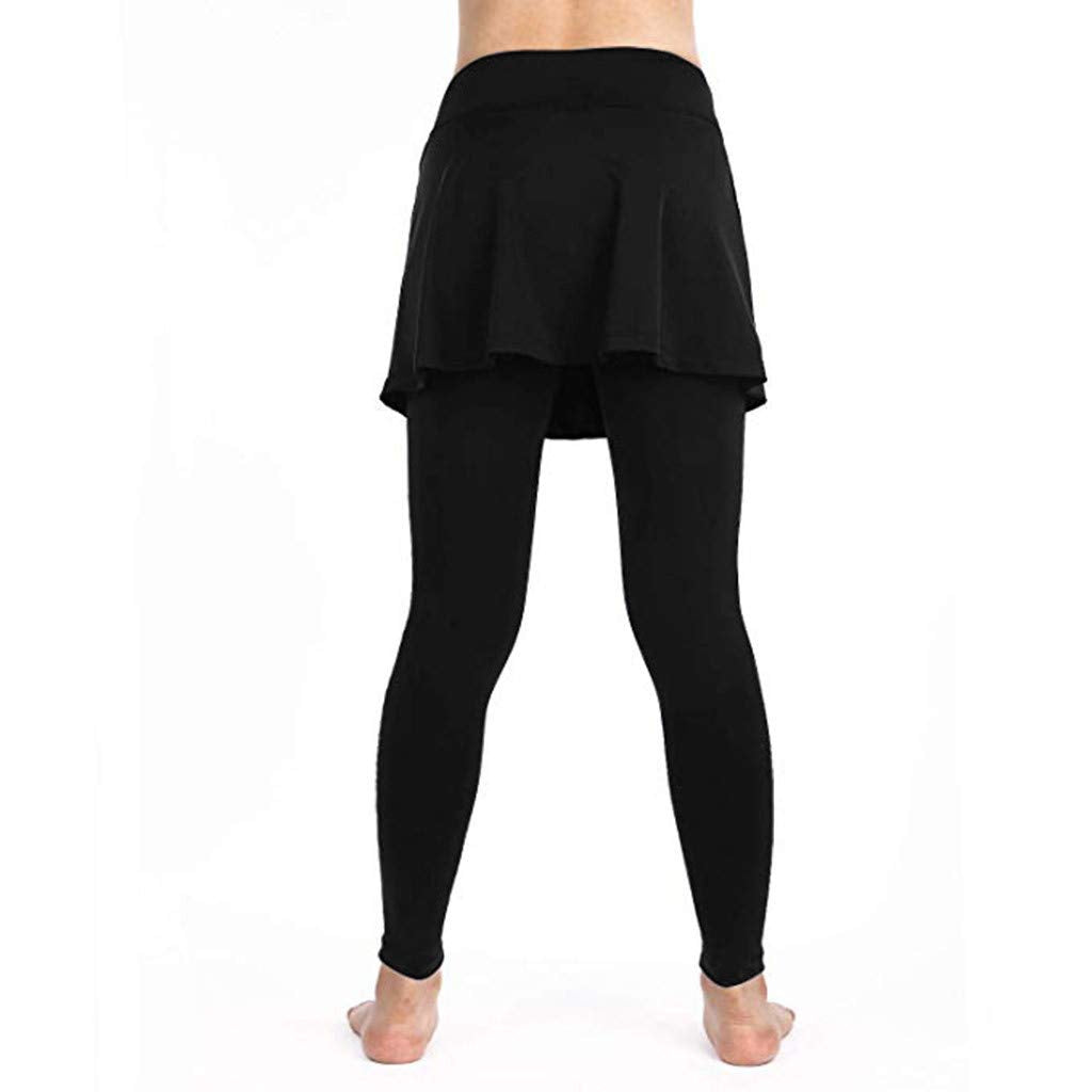 Aniywn Women's Leggings Skirt, Skirted Leggings, Active Skirt with Pockets, Tennis Pants Sports Fitness Culottes Black