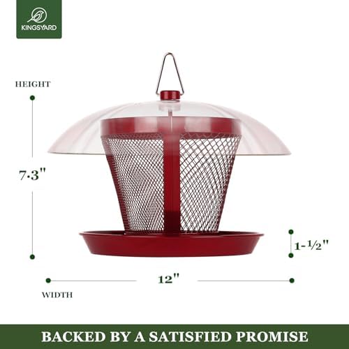 Kingsyard Bird Feeder for Outside, Dual-Use Metal Mesh Wild Bird Feeder with Weatherproof Dome Dual, 2.5 lbs Seed Capacity for Finch Cardinal