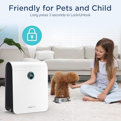 Air Purifiers for Home Large Room Up to 2390 ft² with PM 2.5 Display Air Quality Sensor, DBFIT H13 HEPA Air Purifier with Washable Filter, Auto Mode, Air Cleaner for Smoke Dust Pollen Pets Hair Odor
