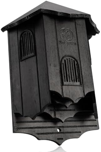 Wooden Castle Bat Houses for Outside Bat Box for Outdoors - Large Three Chamber Box Perfectly Designed to Attract Bats - Durable and Easy to Hang(Bat House Ⅰ Black)