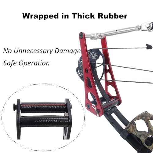 SOPOGER Archery Compound Bow Press - Portable Hand Held Bow Accessories for Compound Bow & Crossbow Aluminum Alloy Ratchet Bow Press Open Tool for Bow String Silencers Replacement (Black)