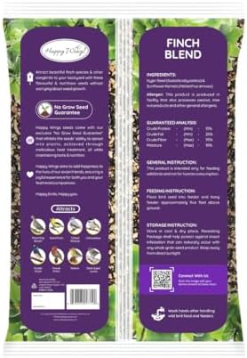 Finch Blend Bird Food - Mix of Sunflower Hearts/Kernels and Nyjer, 5 Pounds - No Grow Seed - For Wild Birds