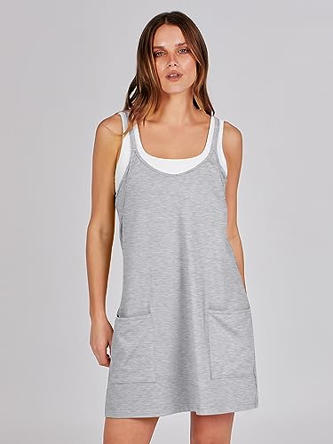 ANRABESS Women Summer Mini Romper Dress Workout Tennis Active Sports Athleisure Outfits built in Shorts Trendy Vacation Heather Gray Small