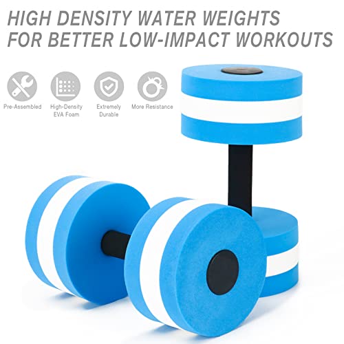 NEAGLORY 5 Pieces Water Aerobics Set Aquatic Exercise Set Pool Fitness Equipment Foam Water Dumbbell, Swim Kickboard, Pull Buoy, Aquatic Swim Belt for Water Exercise, Blue