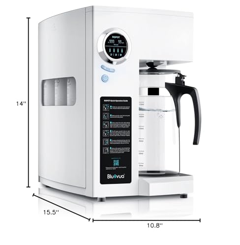 Bluevua RO100ROPOT Reverse Osmosis System Countertop Water Filter, 4 Stage Purification, Counter RO Filtration, 2:1 Pure to Drain, Purified Tap Water, Portable Water Purifier for Home