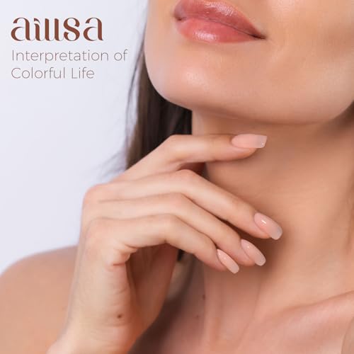 AILLSA Nude Gel Polish - Jelly Gel Nail Polish Nude Pink Translucent Soak Off U V Gel Polish Neutral Color Nail Gel Polish for Nail Art French Manicure at Home 0.51 Fl Oz GB60